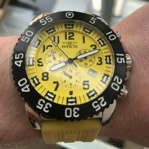 Invicta Pro Diver Chronograph Watch Yellow Dial